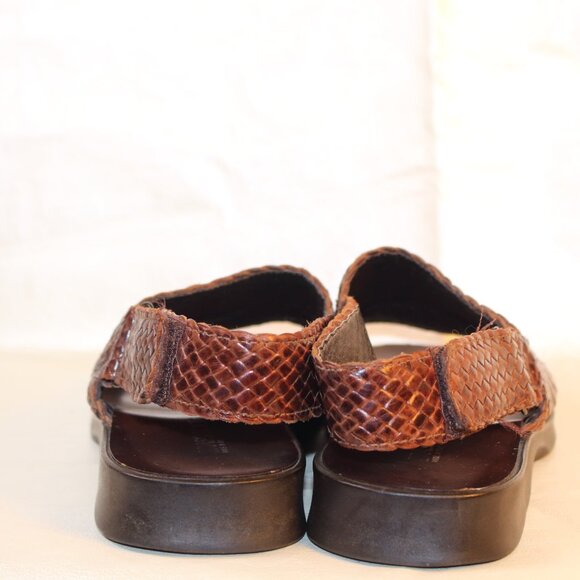 Brassboot Italy Men’s Brown Woven Leather Sandals Made in Italy Vibram Sole